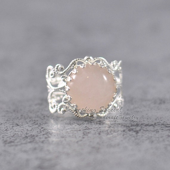 Rose quartz ring Pink quartz ring Vintage by somethingsepical