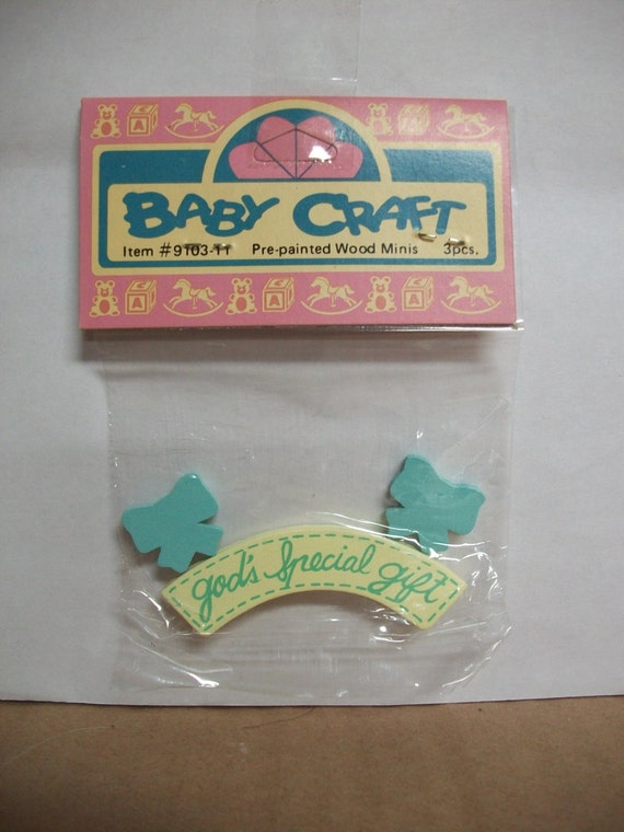 Ten Packaged Die Cut Painted Wood Shapes Baby by mooglamom