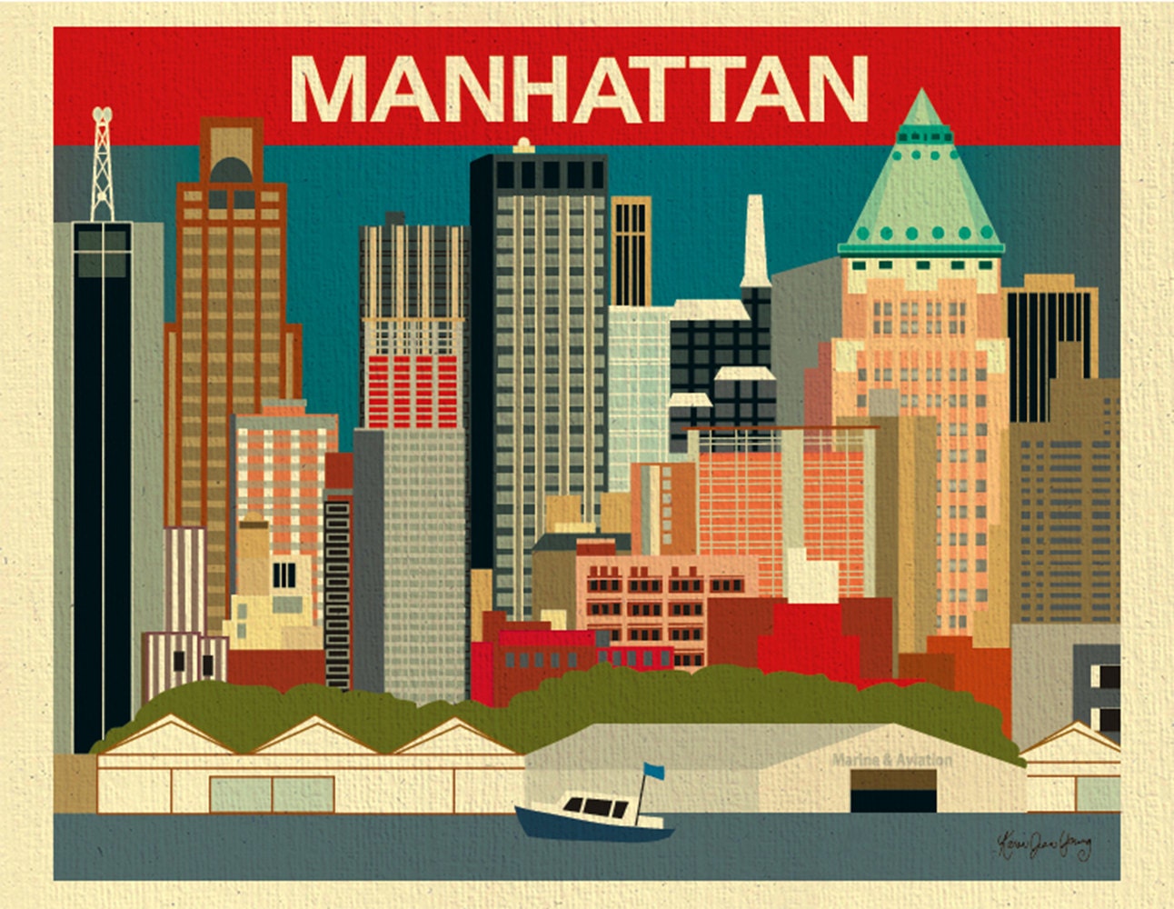 Manhattan Skyline Art Print New York Print NYC Skyline New