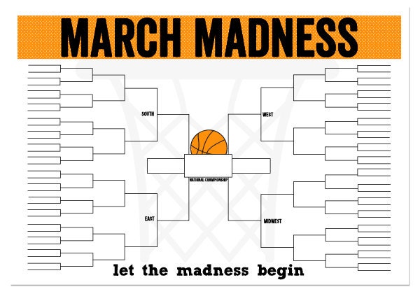 Large March Madness Bracket Printable By Love The By Lovetheday