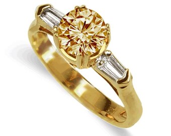 champagne diamond ring 18k yellow gold