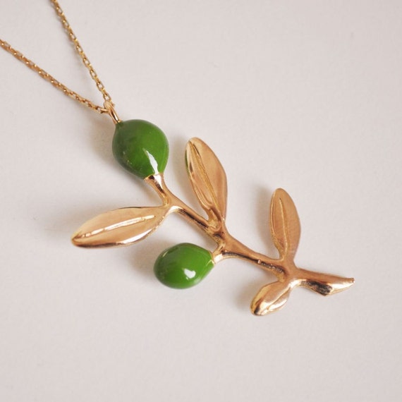 green olive branch necklace free shipping