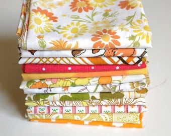 Vintage Sheet Fat Quarter Bundle - Fall Autumn Mix - Set of 12