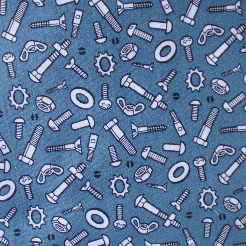 Screws Nuts and Bolts Cotton Fabric Be A Man by Douglas Day