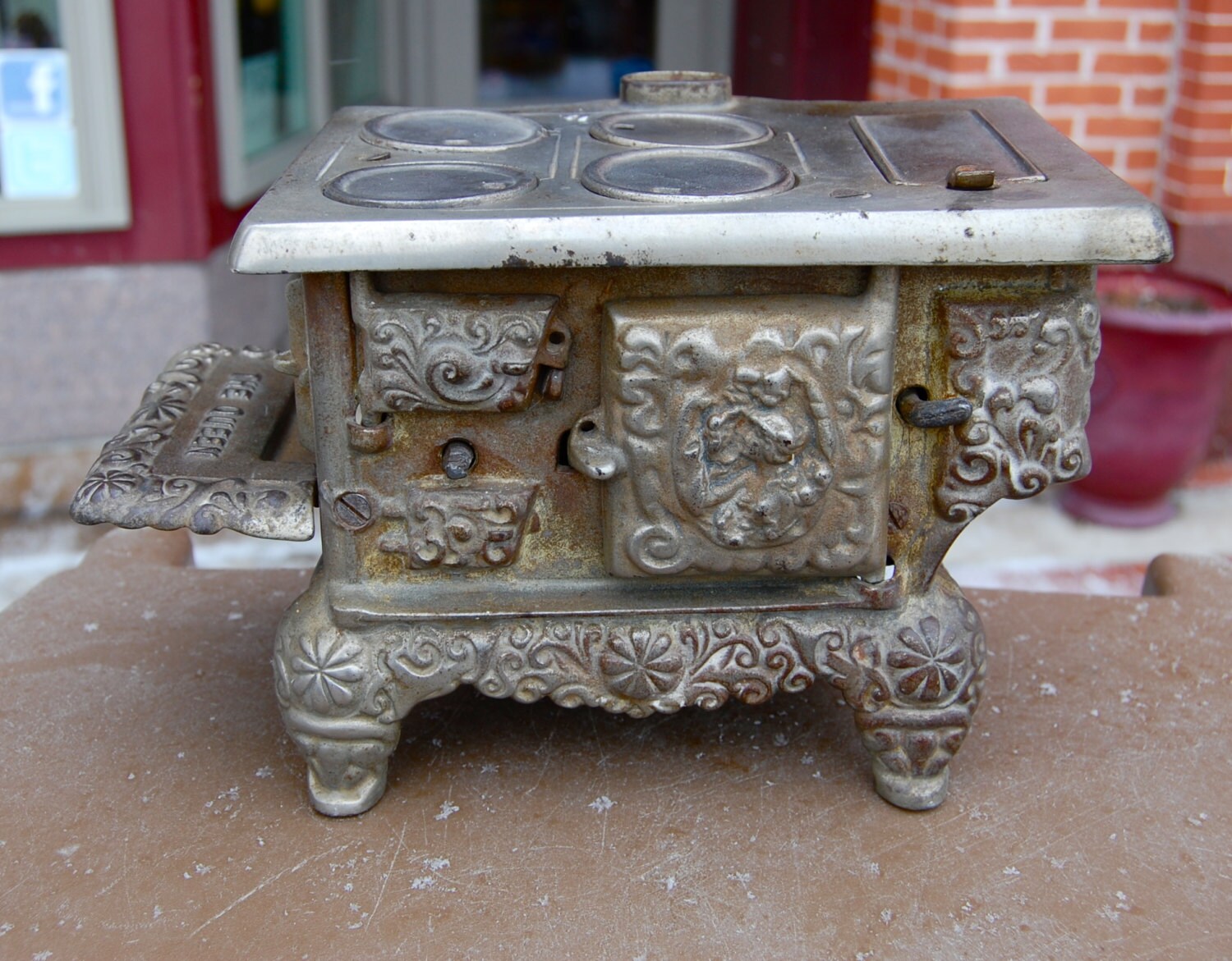 Antique 1880's cast iron toy cook stove. The Queen by hazelhome