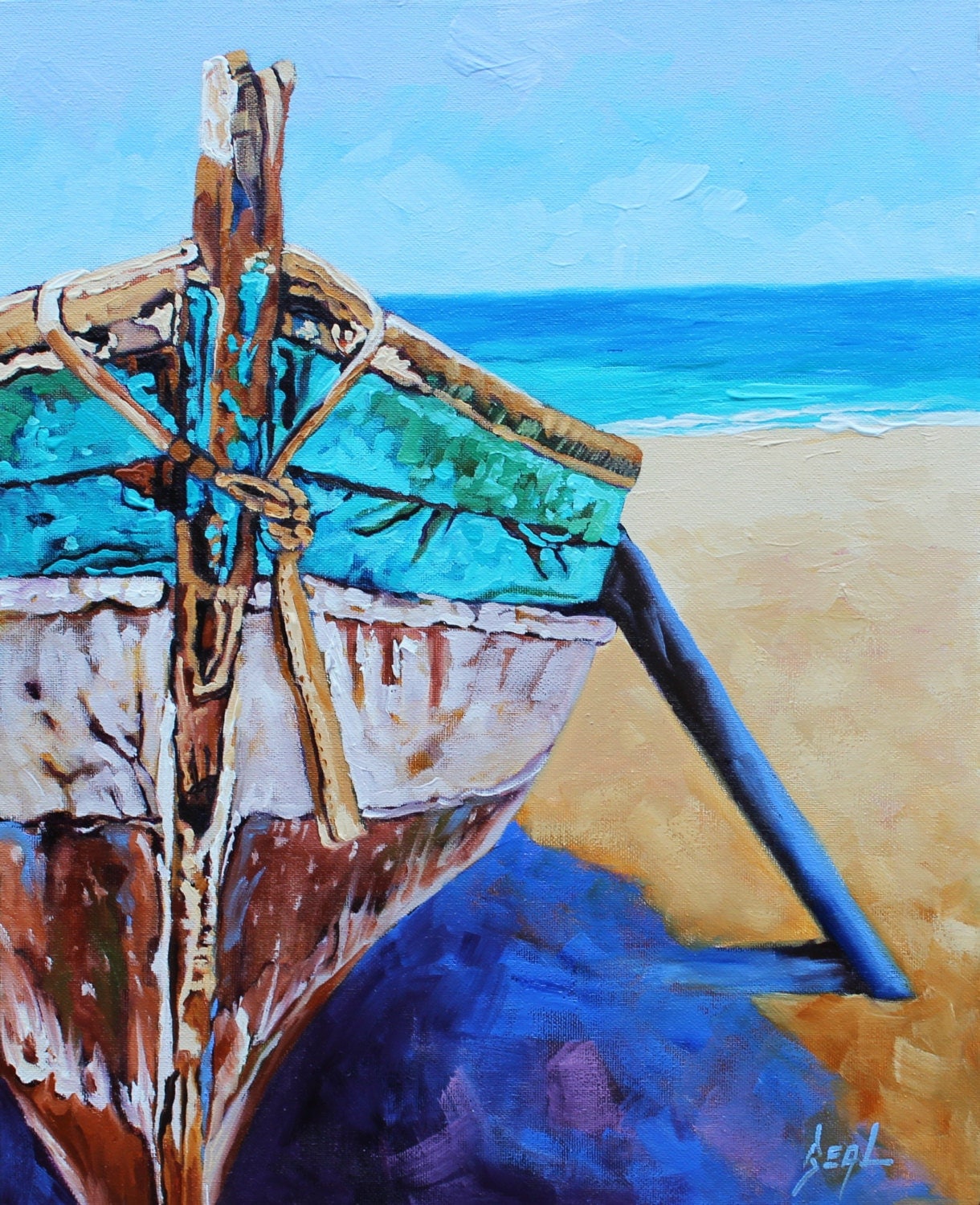 Oil painting Original Old Boat Artist Impressionism Ocean
Old Boat Painting