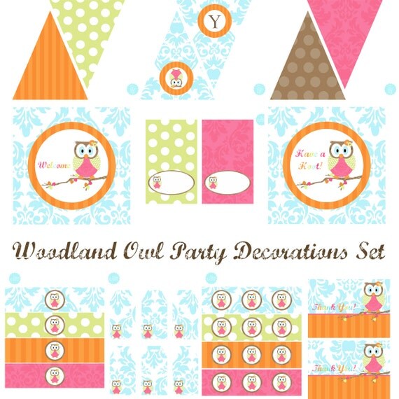 Woodland Owl Party Decorations, Owl Birthday Party, Owl Baby Shower, Owl Birthday Decorations, Owl Baby Shower Decorations Il_570xn
