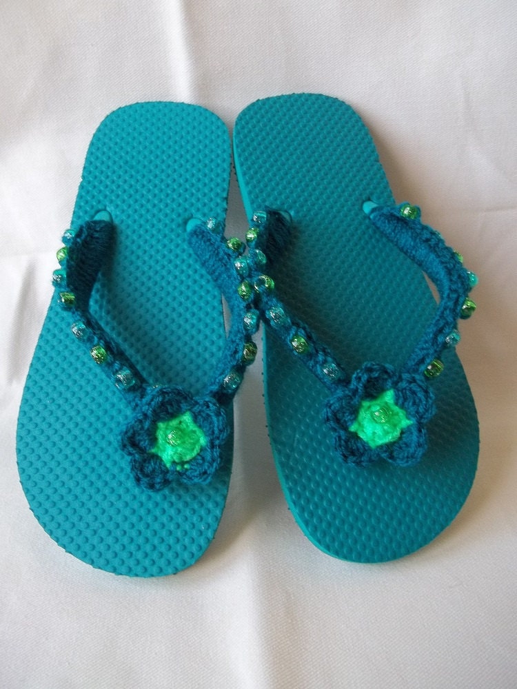 Teen Flip Flops Ladies Flip Flops Beaded by mycottageinthewoods