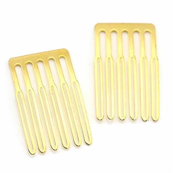 15PCS 38X23mm Small gold tone metal hair comb pins by craftsutopia