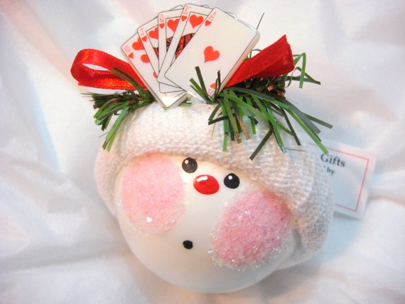 Adorable Poker Snowman Ornament