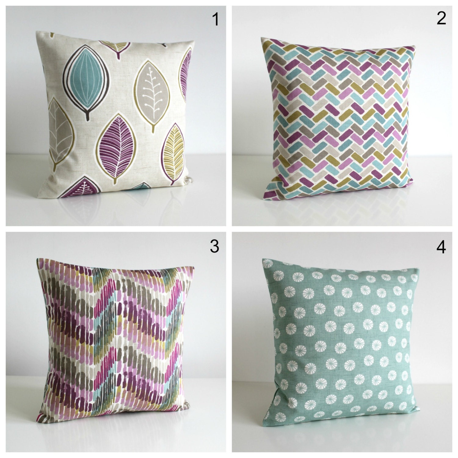 Purple Pillowcase Pink Pillow Cover Aqua Pillow Cover 10x10