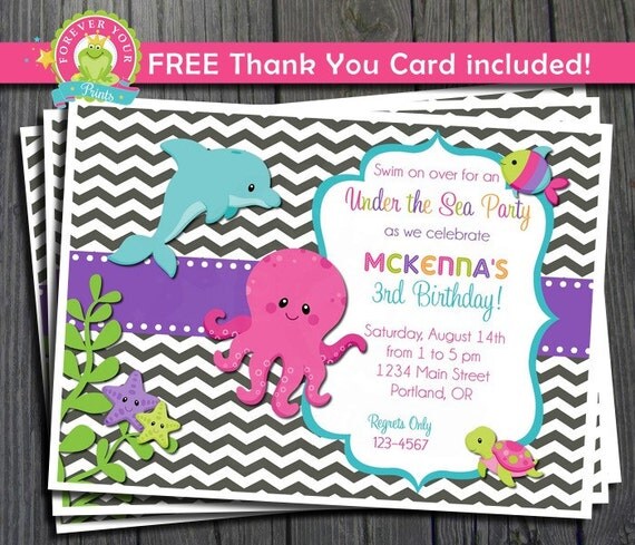 Under The Sea Invitation / Under The Sea Party Invite / Under The Sea Invitation / Under The Sea Birthday / Birthday Invitation Il_570xn