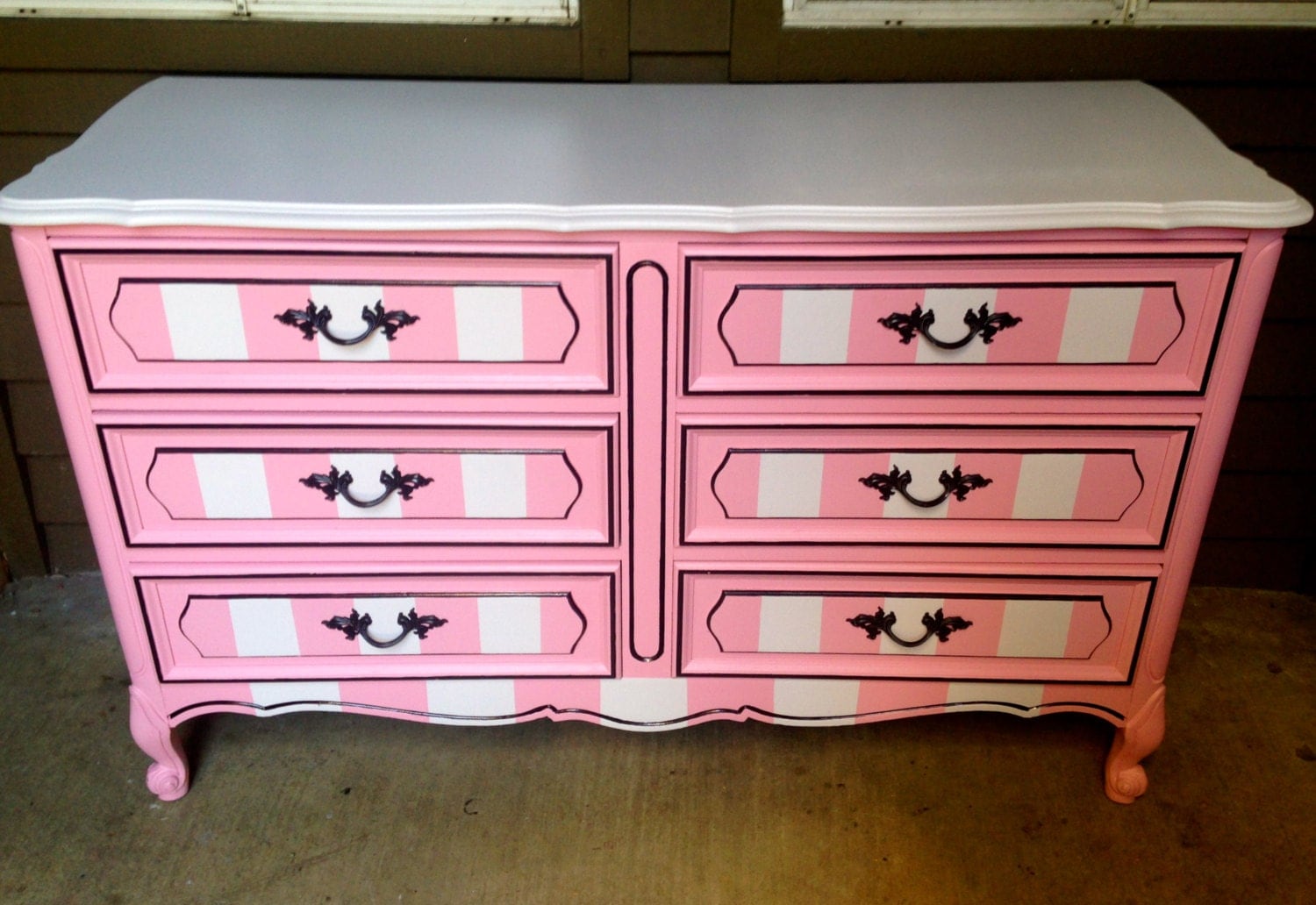 French Provincial Dresser Pink Black and White by siennabellarose