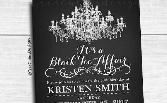 Black Tie Affair Invitations Black and White Invitation