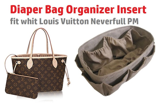 Items similar to Diaper Bag Organizer For Louis Vuitton Neverfull PM / Faux Suede+ FREE Pacifier ...