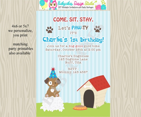 Items similar to Puppy Birthday Party/Invitation/Invite/Boy/1st ...