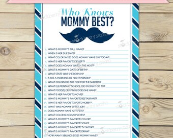 272 New baby shower game daddy knows best 166 Man Who Knows Mommy's Be st Printable   Mustache Baby Shower Game   