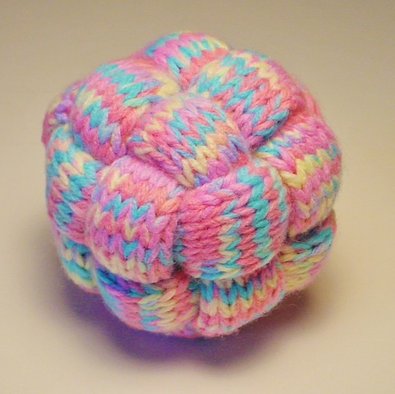 Pastel Hand Knit Braided Ball Toy Soft Baby Rattle Stress