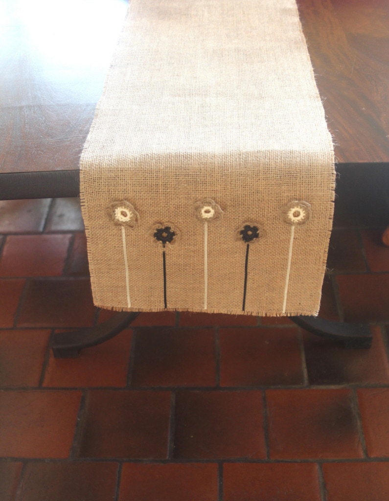 Mother's Day Burlap Table Runner Adorned with by Wonders4You
