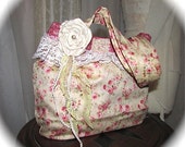 English Rose Handbag, pink florals handmade soft cotton fabric purse shabbys chic country cottage bag, romantic cabbage rose garden flowers English Rose Handbag, pink florals handmade soft cotton fabric purse shabbys chic country cottage bag, romantic cabbage rose garden flowers