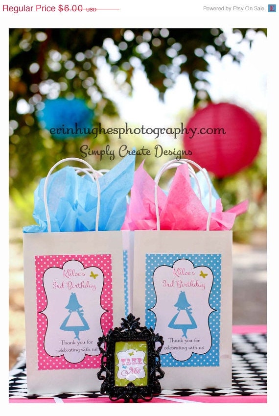 SALE Alice Inspired Party Favor Tags DIGITAL FILE 8.5x11 Jpeg Digital File Personalized Il_570xn