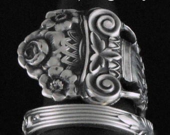 Spoon Ring, Sterling Silver, Irving 1900, upcycled Silverware, Spoon Ring size 6, Silverware Jewelry
