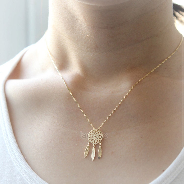 Dream Catcher Necklace/ choose your color / gold silver by laonato