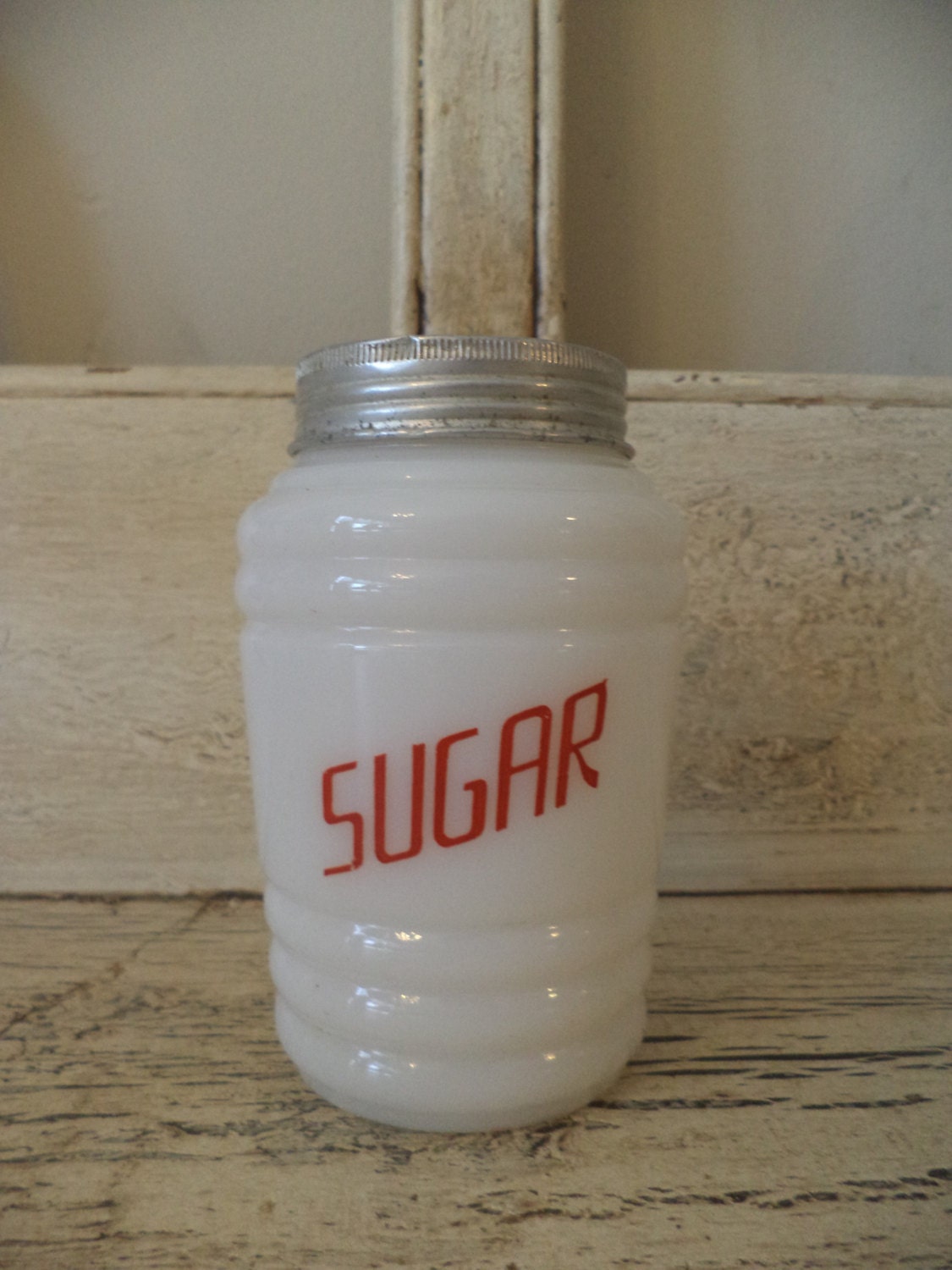 Vintage Milk Glass Sugar Shaker Salt and by Thebeezkneezvintage