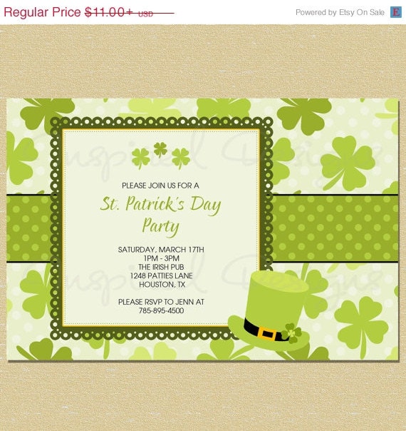 ON SALE St. Patrick's Day Party Invitation Il_570xn