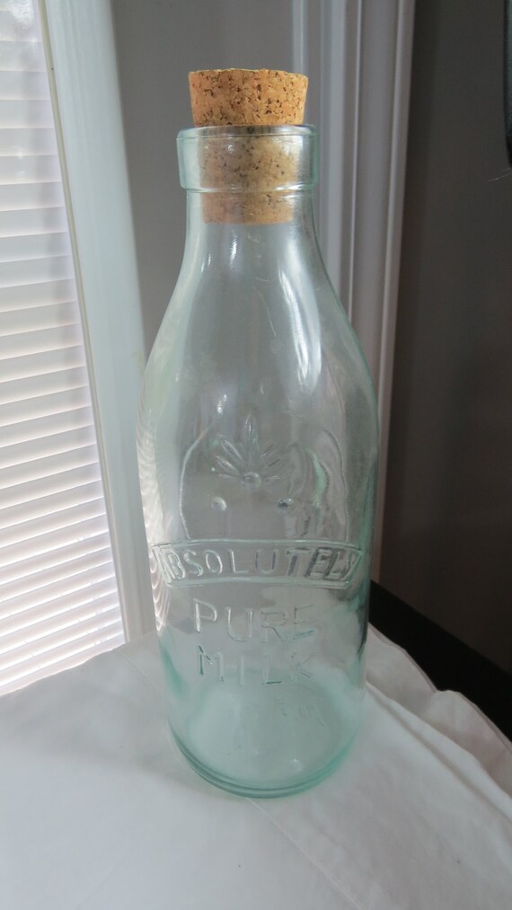Vintage Glass Milk Bottle Absolutely Pure Milk Made in Italy