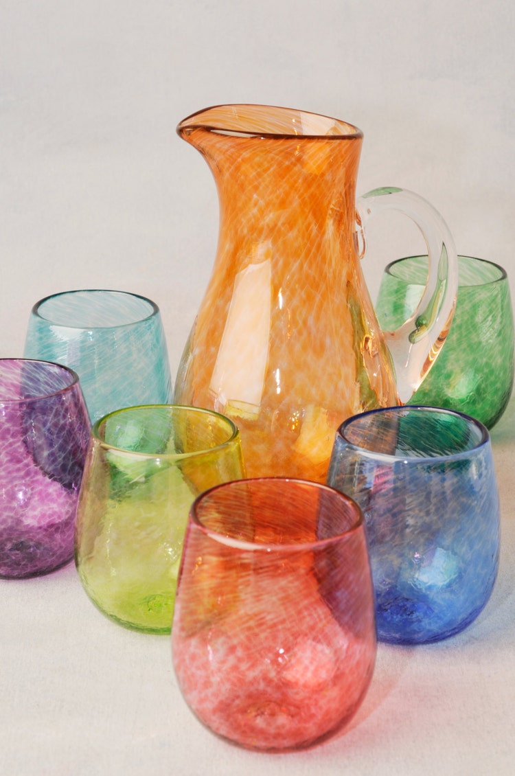 Multi Colored Glass Tumbler Set by IsabelGreen on Etsy