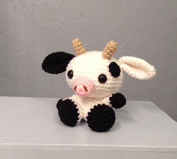 Baby cow stuffed animal amigurumi crocheted cow by meddywv