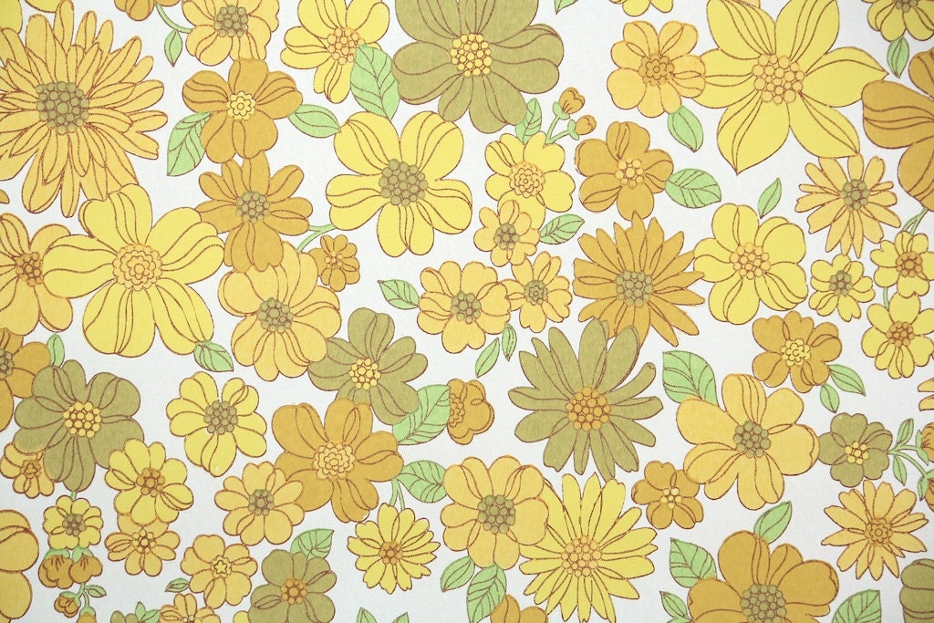 Retro Wallpaper by the Yard 60s Vintage Wallpaper - 1960s Yellow