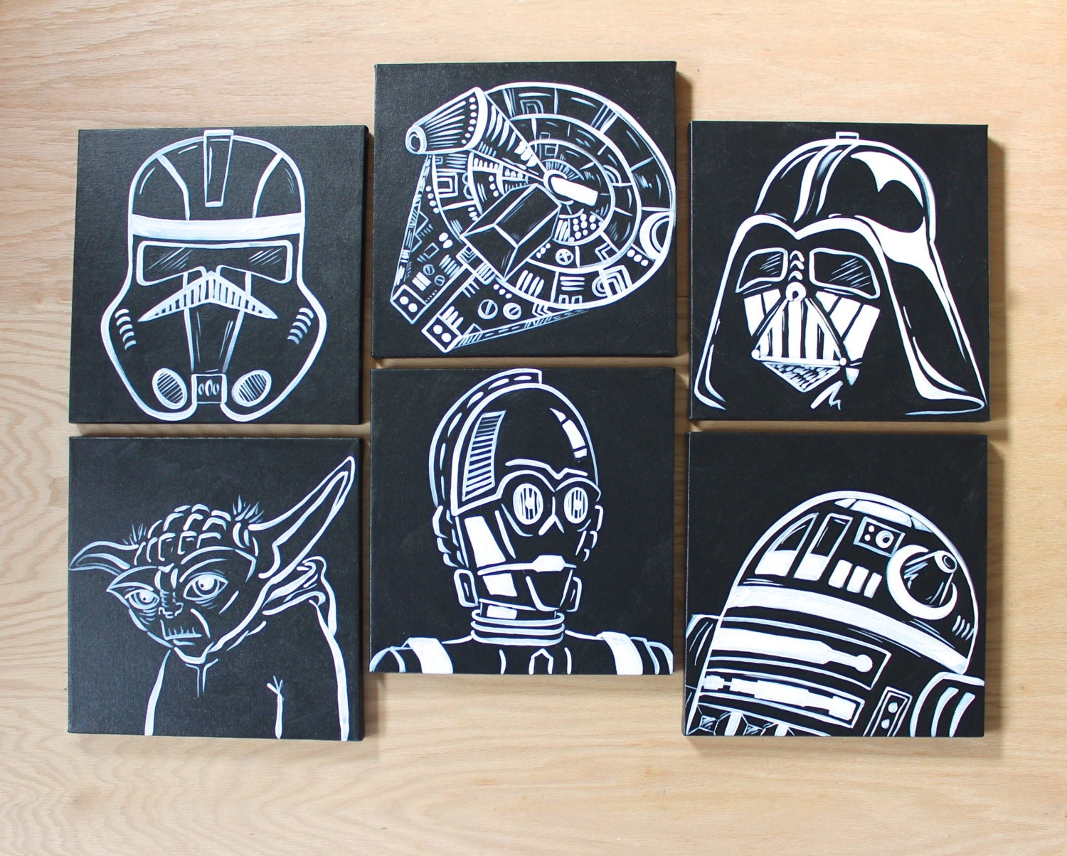 modern star wars art . 6 12x12 canvases . by sincerelyYOU on Etsy