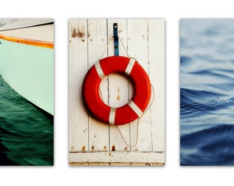 nautical decor // canvas art set // huge wall art // nautical canvas art set - set of three photography art on canvas