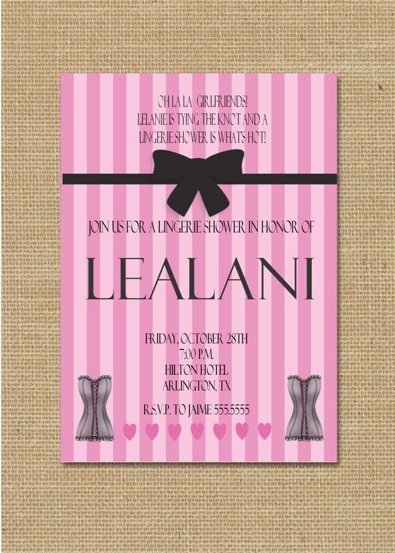 Fun and Sexy Pink and Black Lingerie Shower Invitation Victoria's Secret Inspired - Printable Uprint 318 Vintage Modern Paper Il_570xn