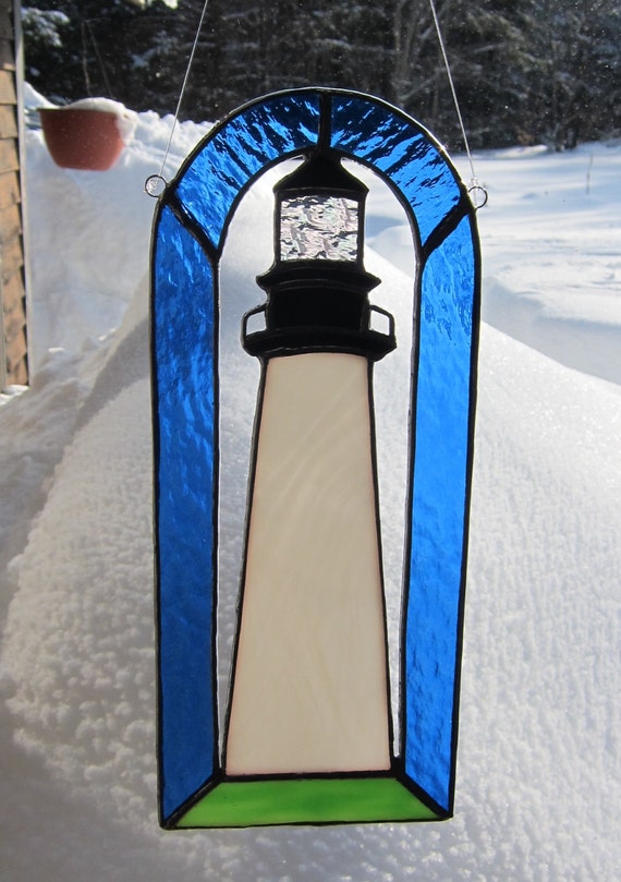 Stained glass Maine Lighthouse