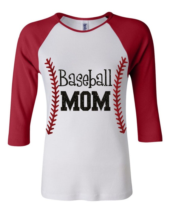 Items similar to Custom GLITTER BASEBALL MOM Raglan TShirtPick your