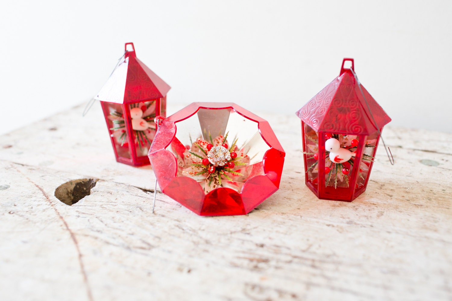 vintage plastic tree ornaments 1960s red diorama ornaments vintage plastic tree ornaments 1960s red diorama ornaments