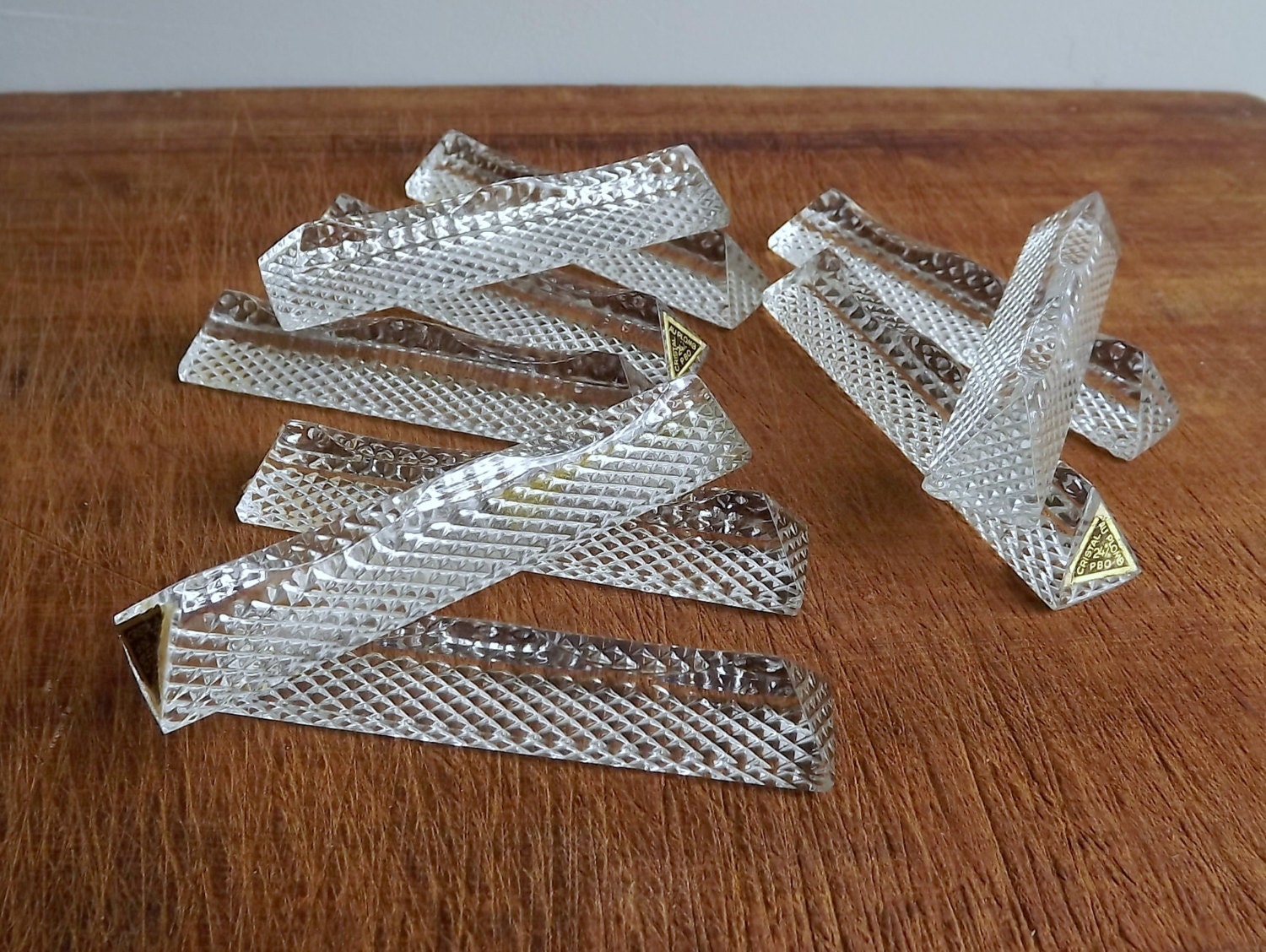 Ten vintage, lead crystal knife rests from France - Haute ...