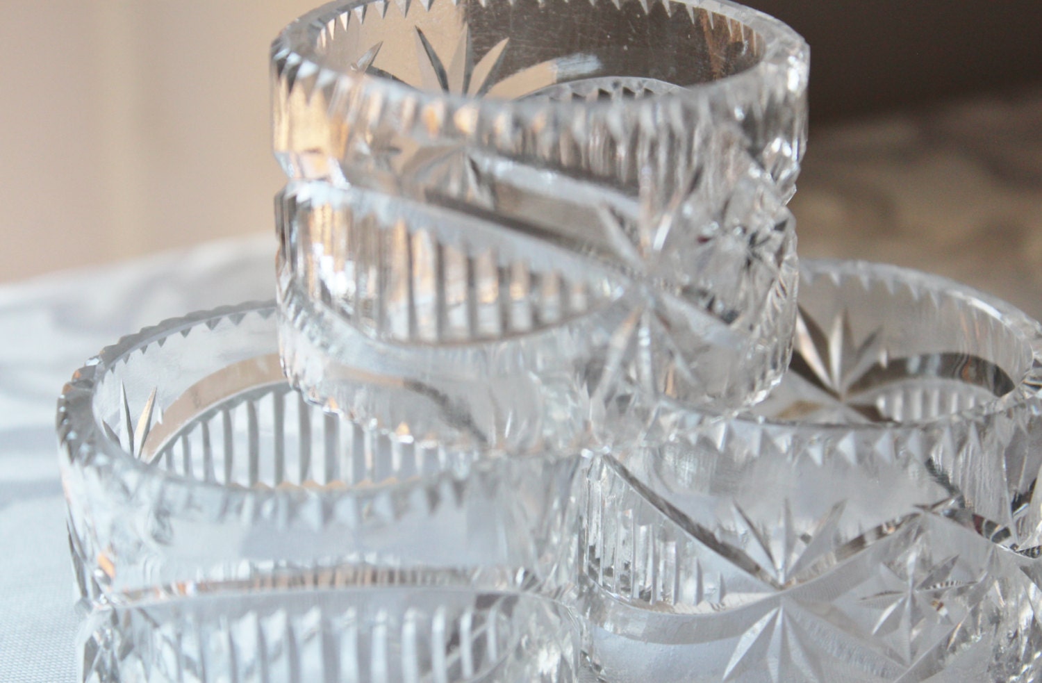 antique glass napkin rings cut glass Haute Juice