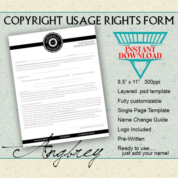 Copyright Usage Rights Form for Photographers Print Release