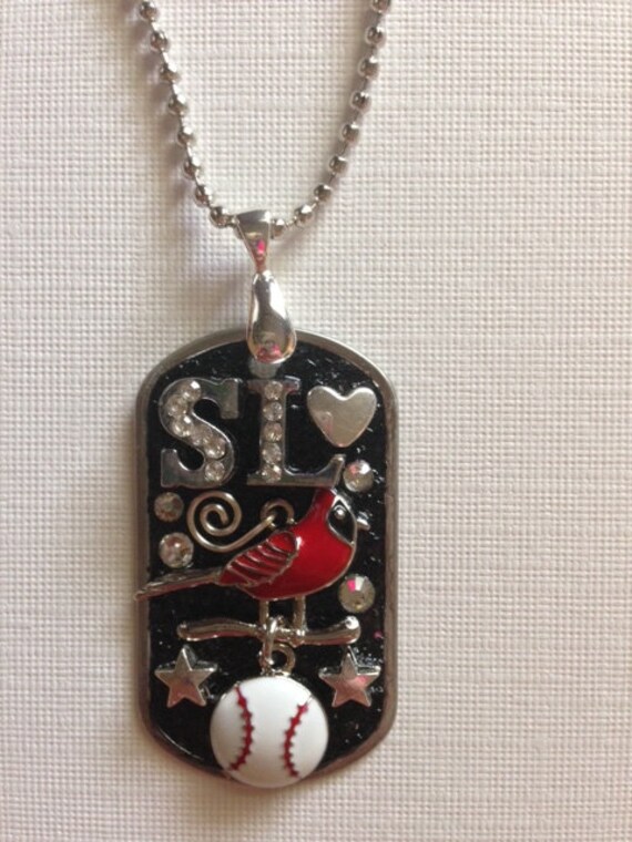 St. Louis Cardinals Baseball Dog Tag Pendant with 21 inch ball