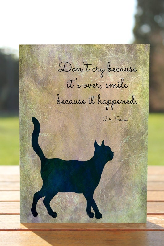 Cat Loss Sympathy Card Don't Cry Because it's