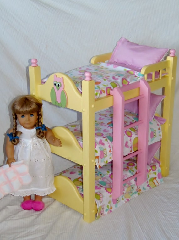 Triple Doll Bunk Bed with Nine piece Precious Pastel colored