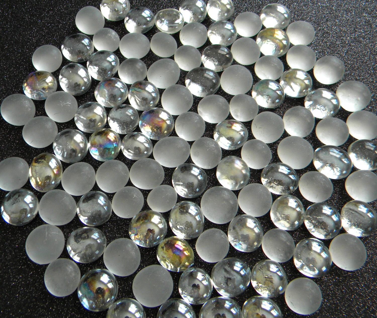 100 MINI Glass Gems Frosted & Clear White Mosaic Supplies