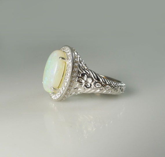 Large Opal Ring Opal Sterling Ring Opal Ring Large Opal
