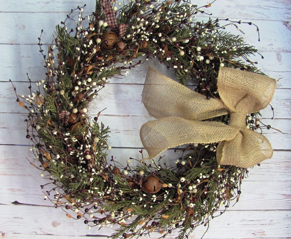 Rustic Wreath - Holiday Wreath -  Pine & Berry Wreath - Winter Wreath - Christmas Wreath - Cabin Wreath - Holidays - Extra Large Wreath