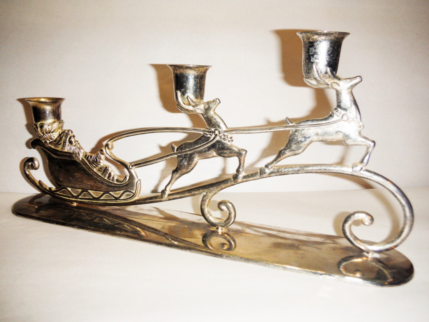 santa reindeer sleigh candle holder silver plated elegant santa reindeer sleigh candle holder silver plated elegant