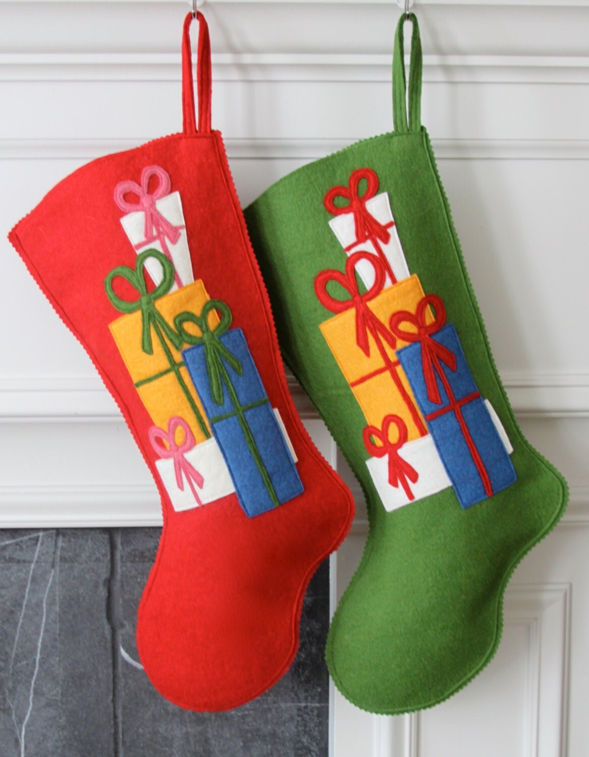 Handmade Wool Felt Christmas Stocking Celebrate with Gifts